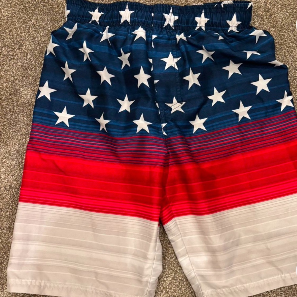 Boys Under Armour Stars and Stripes Swim Shorts; drawstring waist